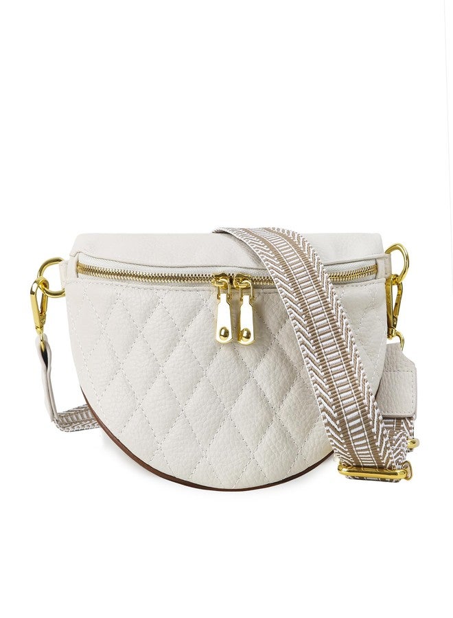 Beejirm Crossbody Fanny Packs for Women - Faux Leather Crossbody Bag with Chest Strap, Small Waist Pack & Belt Clip (Cream) - Image 1